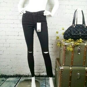 Black Daisy Billie Distressed Skinny Ankle Jeans Black Size 5/27